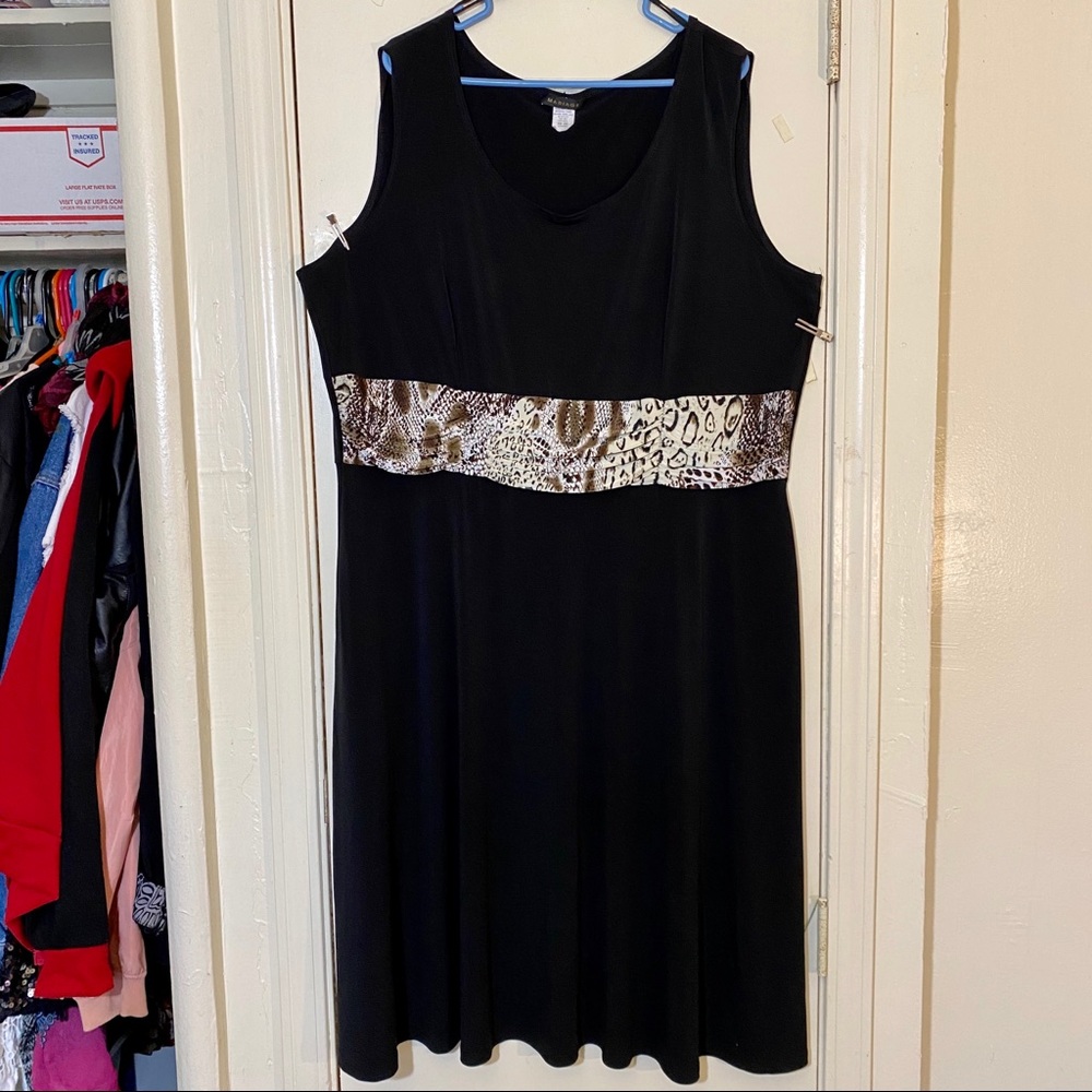 Mariage Black Snake Belt Sleeveless Midi Dress 24W